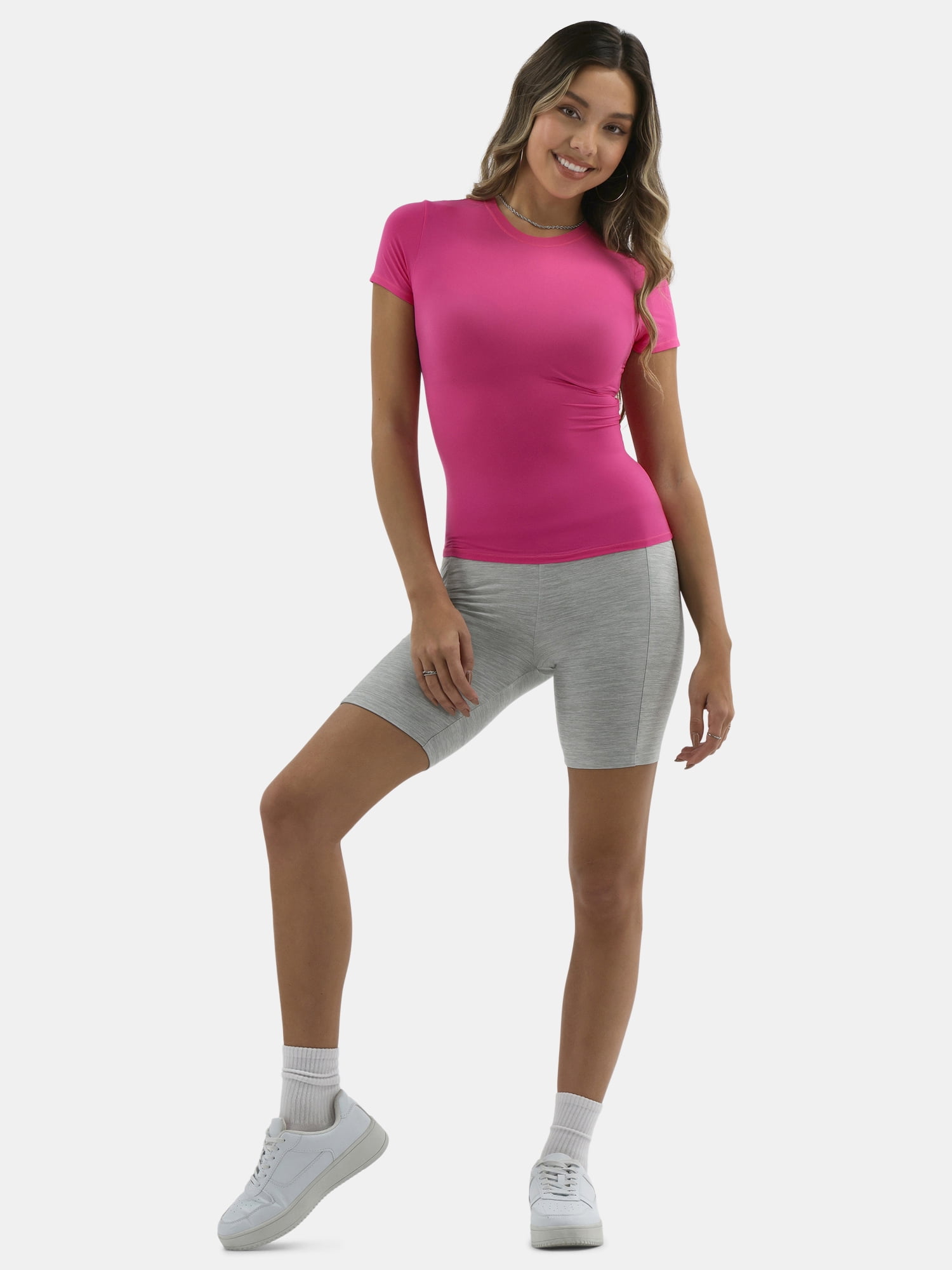 No Boundaries Fit Stretch Tee with Short Sleeves, Women's XS-3XL