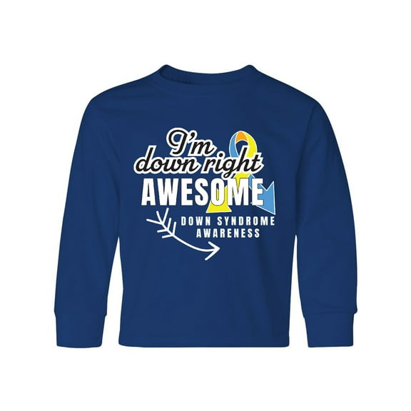 Inktastic Im Down Right Awesome Down Syndrome Awareness with Arrow Long Sleeve Youth T-Shirt