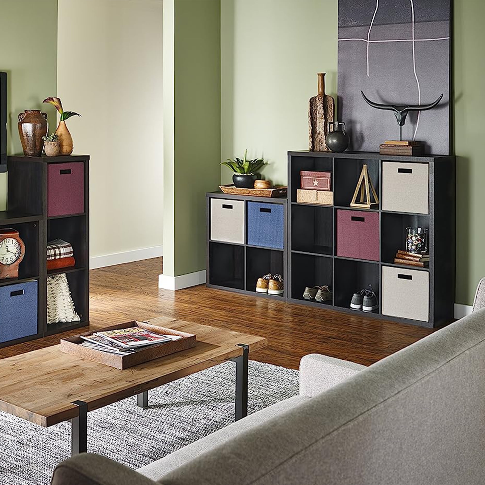 ClosetMaid 9 Cube Storage Shelf Bookshelf Organizer with Back Panel, Black
