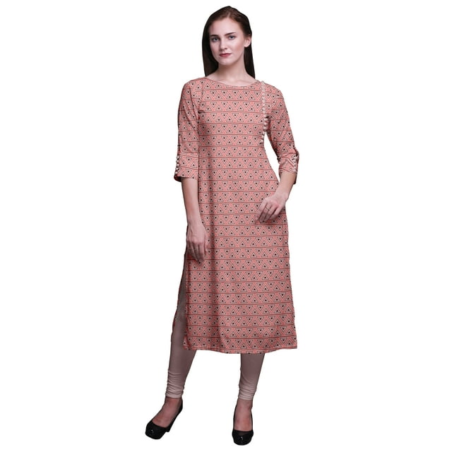 Bimba Tunique Droite à Manches 3/4, Hauts Imprimés, Kurta, Tenue d'Été pour Femmes
