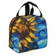 thumbnail image 2 of Easygdp Sunflower Starry Night Vibes Bolsa Térmica Premium - Tela Oxford Impermeable, Gran Capacidad, Bolsillo Frontal, Unisex para Trabajo, Escuela, Actividades al Aire Libre y Picnics, 2 of 8