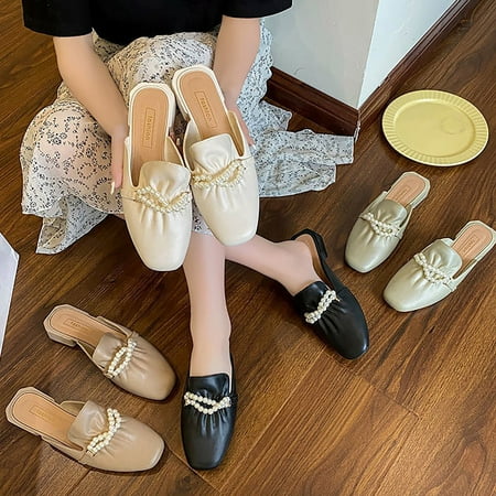 

Cathalem Bear Slippers Women Women s Spring And Summer Bow Tie Square Heel Low Heel Slippers Foam Slippers for Women Green 8