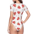 thumbnail image 4 of Naloa Hand Drawn Strawberry Women's Short-Sleeved Onesie, One-Piece Swimsuit for Parties, dates, clubs - Small, 4 of 9