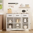 thumbnail image 6 of Sideboard Buffet Cabinet, Lofka Buffet Storage Cabinet with Drawers and Shelves, Wood Coffee Bar Cabinet with Storage, White+Gray, 6 of 9