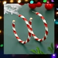 thumbnail image 3 of Festive Candy Cane Hoop Earrings - Reed & White Twisted Enamel Christmas Jewelry, 3 of 5