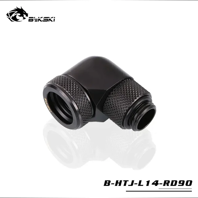 90 Degree OD14mm Hard tube rotary fitting hand compression fitting G1/4'' pipe use for outside 14mm acrylic PETG tube Black