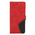 thumbnail image 2 of Funda de cuero PU para teléfono con billetera abatible Funda protectora para teléfono a prueba de golpes con empalme de 2 colores para Samsung S21 Ultra Rojo, 2 of 10