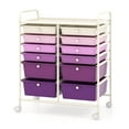 thumbnail image 1 of Costway Chariot de Rangement Roulant à 12 Tiroirs, Organisateur avec 2 Tailles de Tiroirs en Plastique, Violet Macaron, 1 of 2