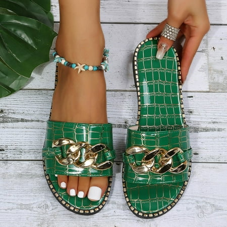 

BONIXOOM Sandals Women Clearance Fall Slip-On None Casual Fashion Shoes for Women Green Size 6