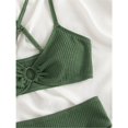 thumbnail image 5 of Big Girls Split Two Pieces Swimsuit Solid Color Thread Bikini Summer Sports Swimsuit Suit Adjustable Shoulder Cross Straps Green 7, 5 of 7