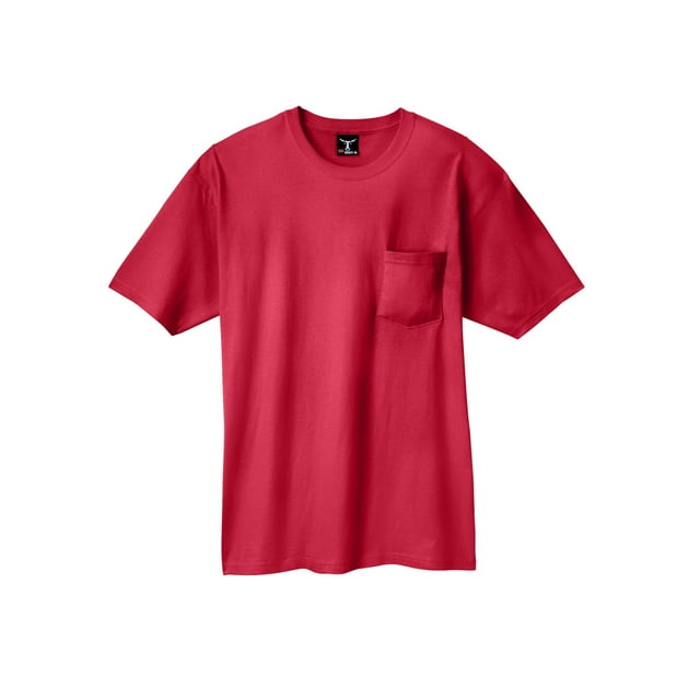 Hanes Beefy-T T-Shirt à Poche pour Hommes, P, Rouge Foncé