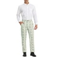 thumbnail image 2 of INSPIRE CHIC Men's Dress Checked Flat Front Business Plaid Formal Pants 30 Green White, 2 of 6