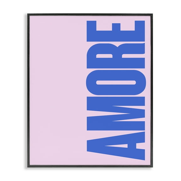 Stupell Industries Blue & Pink Amor Text & Numbers Painting Black Framed Art Print Wall Art, 11 x 14