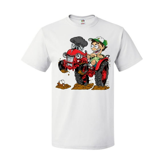 Inktastic Hot Roddin' Rod on a Tractor in Red T-Shirt