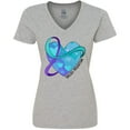thumbnail image 3 of Inktastic Suicide Prevention Awareness Purple and Teal Heart Ribbon Women's V-Neck T-Shirt, 3 of 5