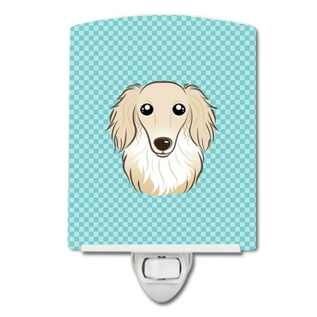 

Caroline s Treasures BB1150CNL Checkerboard Blue Longhair Creme Dachshund Ceramic Night Light 6x4x3 multicolor
