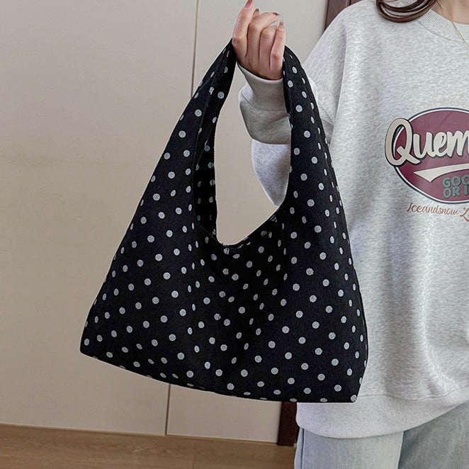 SPEKSEE Polka Dot Hobo Bag for Women Trendy Slouchy Shoulder Bag Soft Handbag Underarm Purse For Work Travel