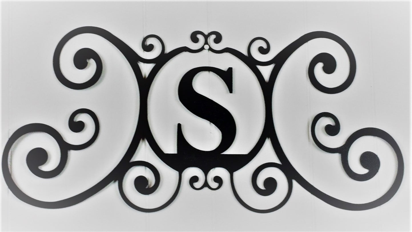 Scrolled Iron Metal Letter S Monogram Personalized Initial Wall Art