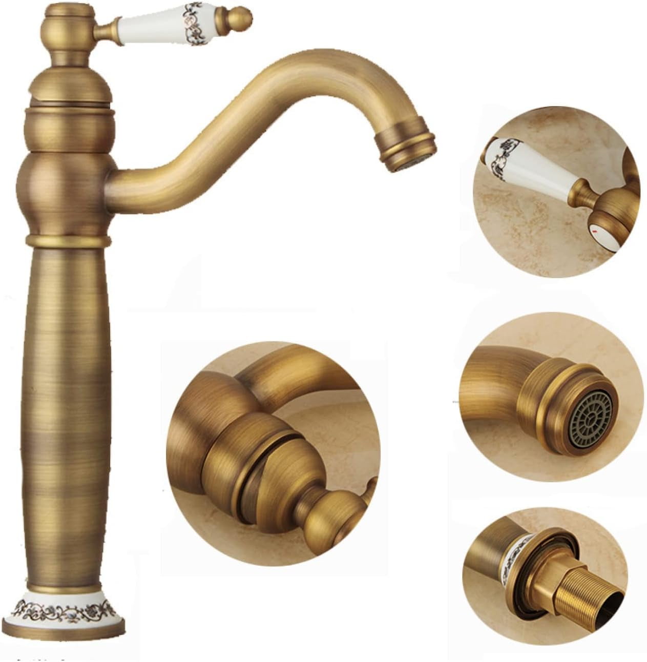 Vintage Bathroom Faucet Black, Bathroom Faucet Antique Brass, Hot and Cold Water Mixer Tap, Single Handle 1 Hole Bathroom Sink Faucet, Black