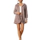thumbnail image 1 of INSPIRAR CHIC Conjuntos de Pijamas de Felpa Fuzzy para Mujeres de 3 Piezas, Chaqueta Suave y Top Corto con Pantalones Cortos, Conjunto de Lounge 2XL Marrón Rosado, 1 of 6
