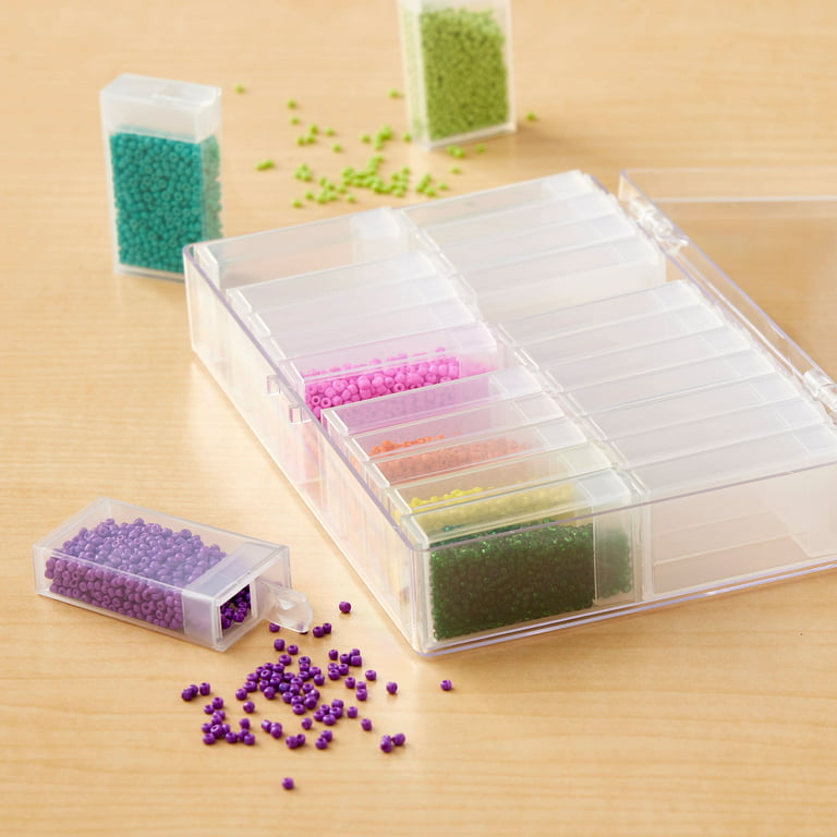 10 x Seed Bead Storage Containers 1-7/8 Tall X 1 Wide X 7/16 Thick  Flip-Top