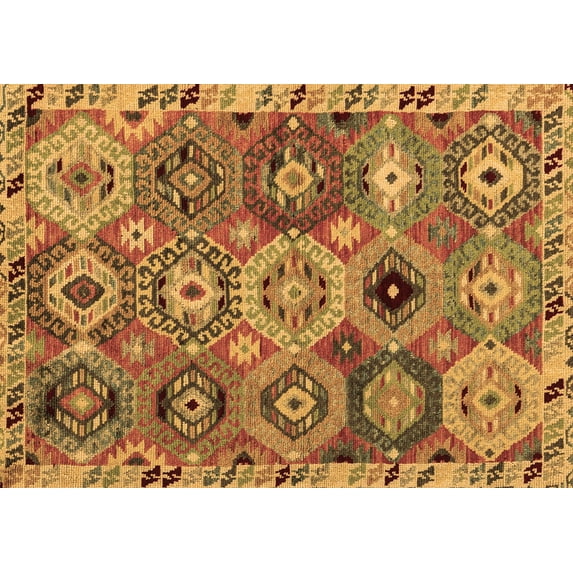 Ahgly Company Indoor Rectangle Oriental Brown Modern Area Rugs, 7' x 9'