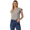 thumbnail image 1 of Camiseta Manga Tulipán Cuello En V Básico Allegra K Para Mujer Gris Oscuro S, 1 of 5