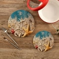 thumbnail image 2 of SKYSONIC Beach Sand Starfish Pot Holders Trivets, 2 Pcs Heat Resistant Trivets,Blue Wooden Board Cotton Thread Weave Mats for Hot Pads Pans Pot Bowl Teapot for Kitchen Decor, 2 of 7