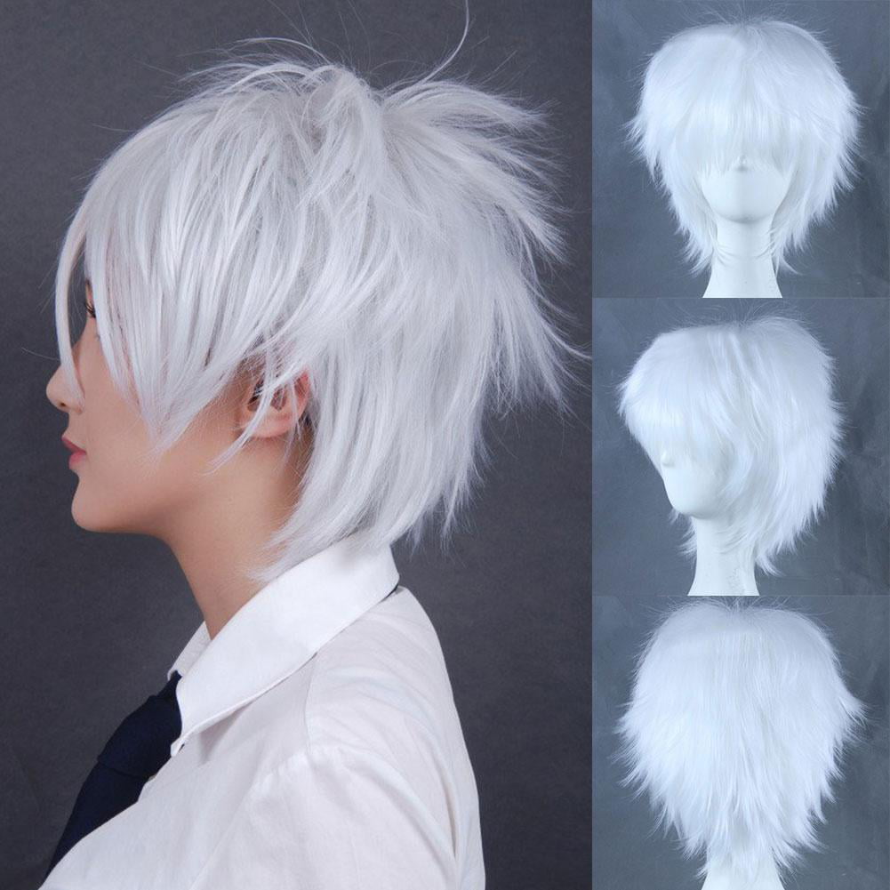 Details about   Killua Gintoki Aohitsugi Samatoki Silver White Short Cosplay Wig Fluffy Hair 