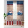 thumbnail image 5 of Sheer Curtains 84 Inches Long, Independence Day Semi Sheer Curtains Light Filtering Window Treatment, Gnomes Truck Star Flag Wooden Grain Privacy Voile Drapes for Living Room Bedroom 52x84 Inch, 5 of 7
