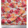 thumbnail image 1 of Soimoi Modal Satin Fabric Leaves,Floral & Pomegranate Fruits Print Fabric by the Yard 42 Inch Wide, 1 of 1