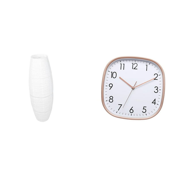 Lámpara De Pie Vintage Sencilla Con Pantalla De Papel Y Protector De Bombilla. Accesorios Modernos Para Dormitorio, Hotel, Reloj De Pared Digital Colgante De Gran Tamaño Y Bajo Nivel De