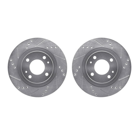 Dynamic Friction Company Front Brake Rotors-Drilled and Slotted-Silver 7002-72027
