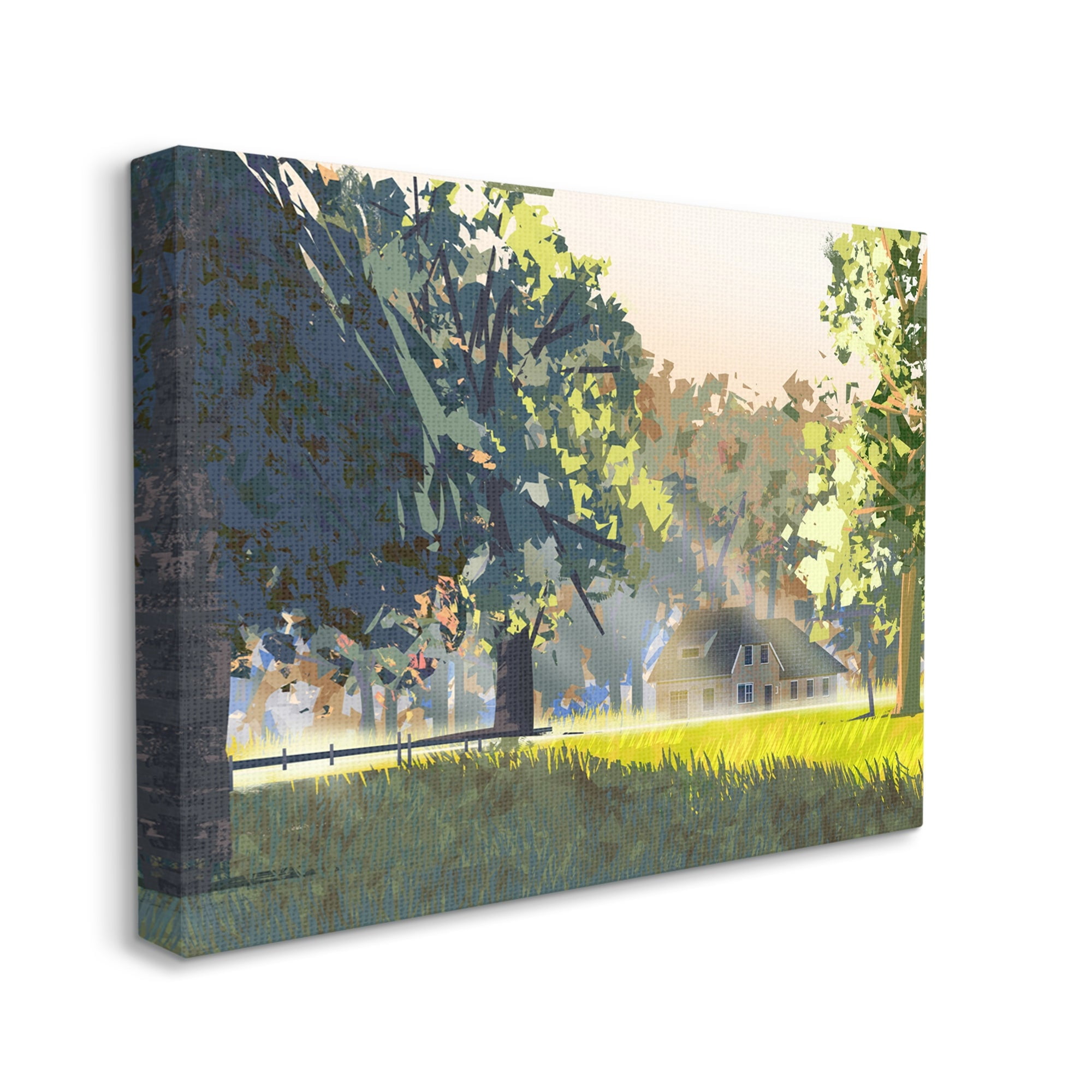 Stupell Industries Modern Cottage Home Landscape Geometric Shapes Abstract Trees, 40 x 30,Design by Ziwei Li