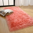 thumbnail image 4 of YJ.GWL Soft Fluffy Rugs Faux Sheepskin Area Rug for Living Room Bedroom Plush Carpet Nursery Floor Mat Home Decor,3'x5',Coral Red, 4 of 7