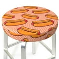 thumbnail image 3 of KLL Cartoon Hot Dog Round Bar Chair Cushion Cover 13 inch ,Bar Stool Protector with Elastic, Soft Washable, 3 of 6