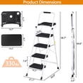 thumbnail image 2 of JWRWEFA 4 Step Ladder with Tool Platform, Folding Step Stool with Anti-Slip Pedal, Heavy Duty Carbon Steel, Multi-Purpose Home & Garage Ladder, White, 2 of 18