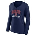 thumbnail image 2 of Women's Navy Boston Red Sox Victory Script Long Sleeve V-Neck T-Shirt, 2 of 3