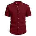 thumbnail image 7 of Sakmal Mens Button Down Shirts Summer Short Sleeve Tshirts Red Solid Shirts for Men S, 7 of 7