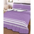 thumbnail image 3 of Quilts Queen Size Bedding Set, Purple Striped Lightweight Quilted Comforter, Luxurious White Stripes Modern Abstract Art Reversible Bedspread Coverlet with Pillow Covers for All Season, 90" x 96", 3 of 7
