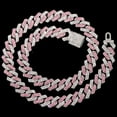 thumbnail image 3 of New Iced Out Pink Rhinestones Prong Cuban Chain Necklace for Men Women Hip Hop Bling Crystal Cuban Link Choker Necklace Jewelry   Gift QY, 3 of 7
