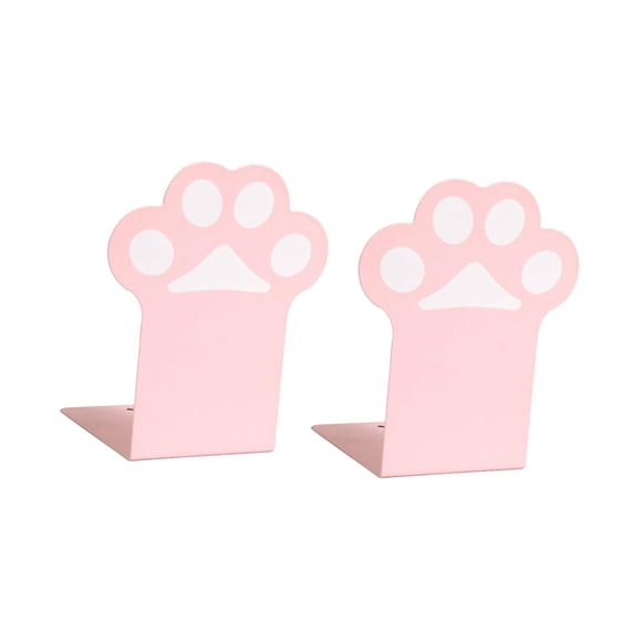 Sujetalibros con garra de gato, 1 par de metal para libros pesados, sujetalibros decorativos para estantes, estantería, escritorio para el hogar, sala Rosa