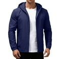 thumbnail image 2 of Men's Summer Light Solid Color Outdoor Loose Large Size Sun Protective Clothing Windbreaker Jacket for Spring and Fall Adventures, Hiking, and Casual Outings,Dark Blue,4XL, 2 of 9