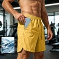 thumbnail image 2 of Men's Quick Dry Cooling Athletic Shorts, Elastic Waist Drawstring Breathable Workout Shorts with Pockets for Running, Gym & Casual Wear Size S-5XL Yellow, 2 of 9