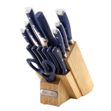 Farberware 15-Piece Forged Triple Rivet Cutlery Block Set  Ink Blue