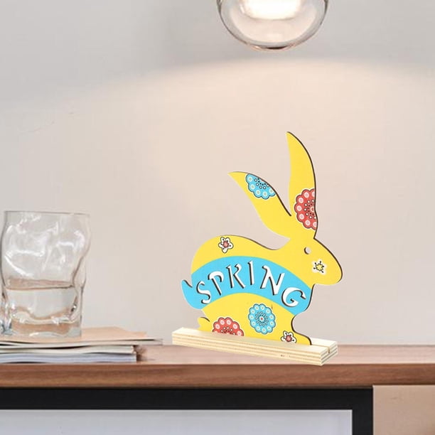 Conejito de Pascua Perfecl Artesanía de madera para Interiores Exteriores
