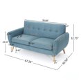 thumbnail image 5 of Sheena Mid Century Modern Fabric Tufted Sofa, Blue and Natural Oak, 5 of 9