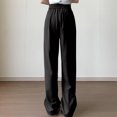 thumbnail image 3 of High Waisted Wide Leg Pants New Women's Casual Loose Full Length Pants High Waist Button Wide Leg Trousers Dress Business Work Pant Black M, 3 of 6