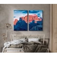 thumbnail image 2 of PixonSign Canvas Print Wall Art Set Neon Red Rock Formation Nature Wilderness Photography Realism Contemporary Landscape Colorful Multicolor Ultra for Living Room, Bedroom, Office - 16"x24"x2, 2 of 5
