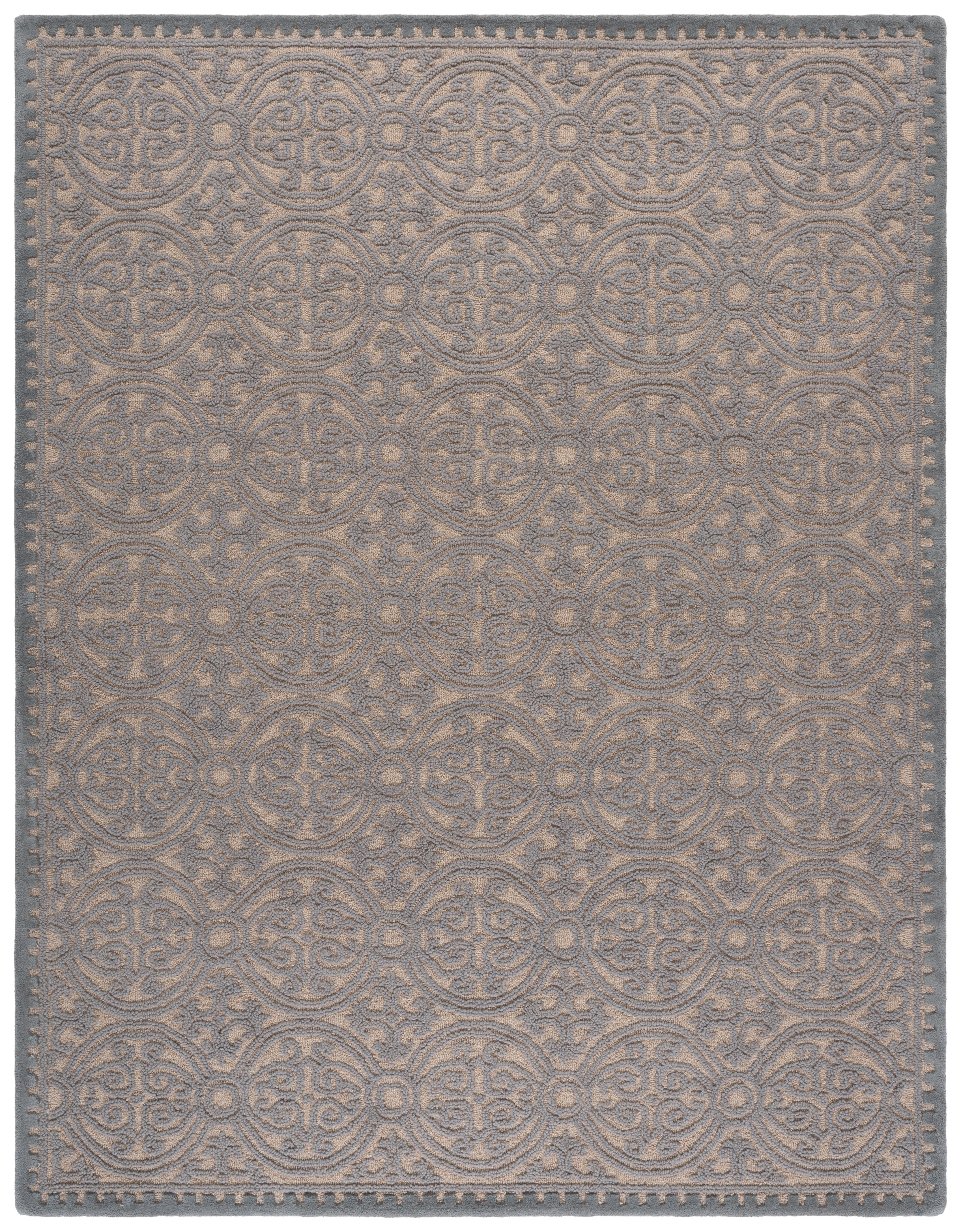 SAFAVIEH Cambridge Wade Geometric Wool Area Rug, Dusty Blue/Cement, 9' x 12'